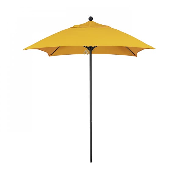 California Umbrella 6' Black Aluminum Market Patio Umbrella, Sunbrella Sunflower Yellow 194061334126 - main